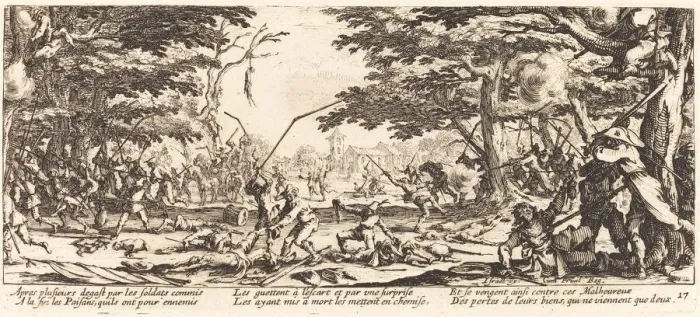 Framed Print : The Peasants Avenge Themselves, c. 1633. Creator: Jacques Callot Framed Print : The Peasants Avenge Themselves, c. 1633. Creator: Jacques Callot