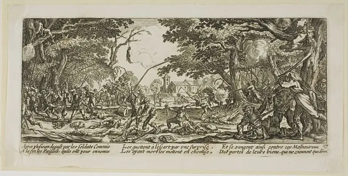 Framed Print : The Peasants Avenge Themselves, plate seventeen from The Large Miseries of War, n.d. Creator: Gerard van Schagen Framed Print : The Peasants Avenge Themselves, plate seventeen from The Large Miseries of War, n.d. Creator: Gerard van Schagen