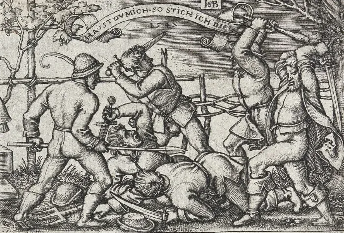 Framed Print : Peasants Brawl, between 1546 and 1547. Creator: Sebald Beham
