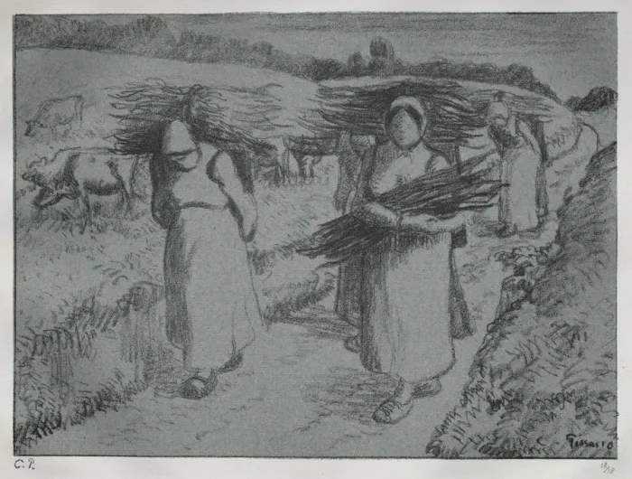 Framed Print : Peasants Carrying Fagots, c. 1896. Creator: Camille Pissarro (French, 1830-1903) Framed Print : Peasants Carrying Fagots, c. 1896. Creator: Camille Pissarro (French, 1830-1903)