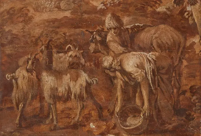 Framed Print : Peasants and Cattle. Study, c17th century. Creator: Unknown Framed Print : Peasants and Cattle. Study, c17th century. Creator: Unknown