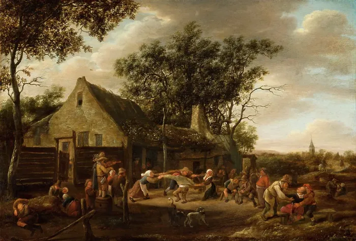 Framed Print : Peasants Dancing at an Inn, c1650-1679. Creator: Jan Steen Framed Print : Peasants Dancing at an Inn, c1650-1679. Creator: Jan Steen