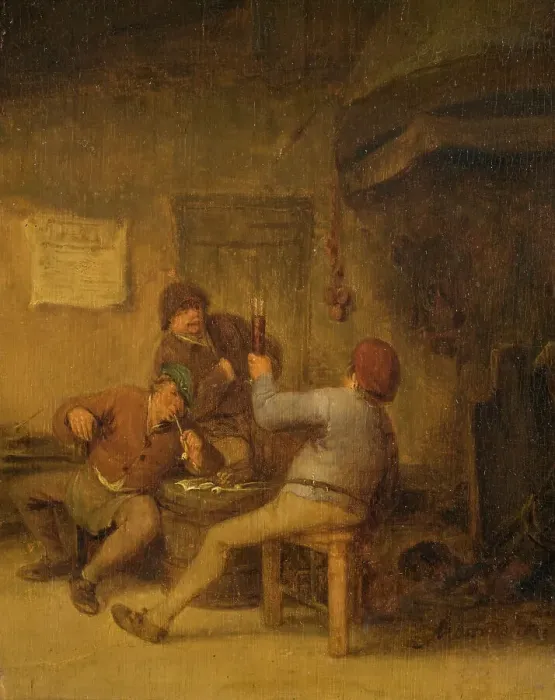Framed Print : Peasants Drinking and Smoking, 1643. Creator: Adriaen van Ostade Framed Print : Peasants Drinking and Smoking, 1643. Creator: Adriaen van Ostade