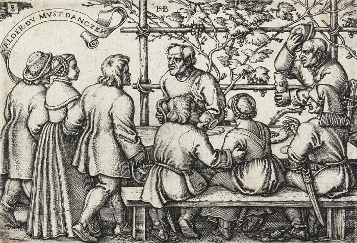 Framed Print : Peasants Feast, between 1546 and 1547. Creator: Sebald Beham Framed Print : Peasants Feast, between 1546 and 1547. Creator: Sebald Beham