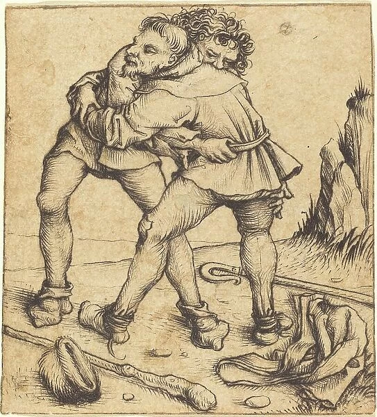Two Peasants Fighting, c. 1475 / 1480. Creator: Master of the Housebook