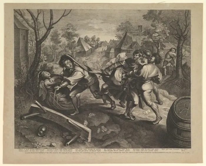 Framed Print : Peasants Fighting over a Game of Cards. Creator: Lucas Vorsterman Framed Print : Peasants Fighting over a Game of Cards. Creator: Lucas Vorsterman