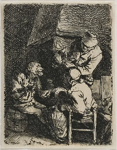 Three Peasants by a Fireplace, n.d. Creator: Cornelis Bega