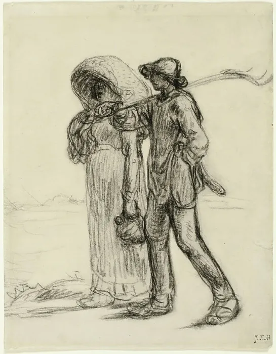 Framed Print : Peasants Going to Work, 1863. Creator: Jean Francois Millet