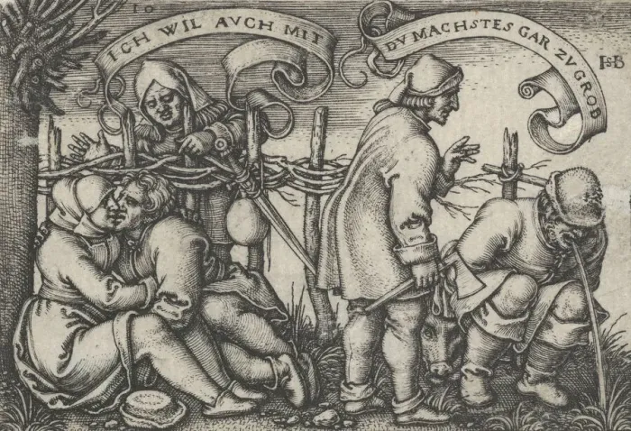 Framed Print : Peasants Behind the Hedge, from The Peasants Feast or the Twelve Months, 1546-47 Framed Print : Peasants Behind the Hedge, from The Peasants Feast or the Twelve Months, 1546-47
