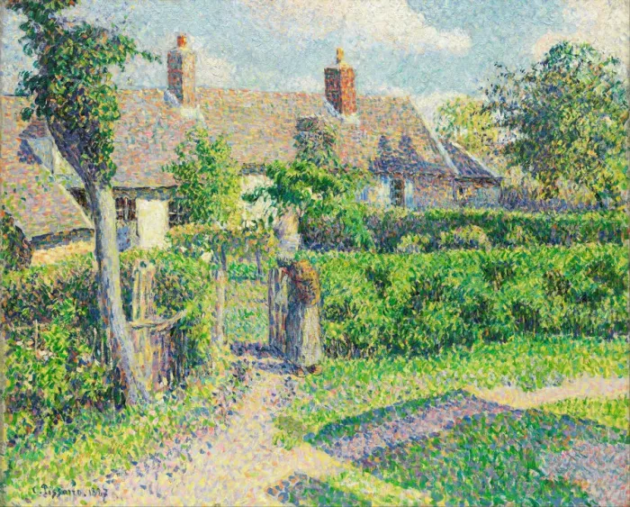 Framed Print : Peasants houses, Eragny, 1887. Artist: Pissarro, Camille (1830-1903) Framed Print : Peasants houses, Eragny, 1887. Artist: Pissarro, Camille (1830-1903)