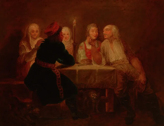Framed Print : Peasants in an Inn, c1800. Creator: Franciszek Smuglewicz Framed Print : Peasants in an Inn, c1800. Creator: Franciszek Smuglewicz