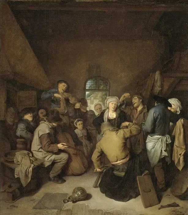 Framed Print : Peasants making Music and Dancing, 1650-1664. Creator: Cornelis Bega