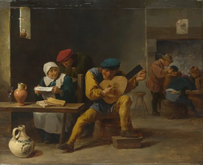 Framed Print : Peasants making Music in an Inn, c. 1635. Artist: Teniers, David, the Younger (1610-1690) Framed Print : Peasants making Music in an Inn, c. 1635. Artist: Teniers, David, the Younger (1610-1690)