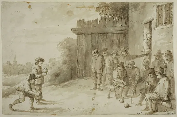 Framed Print : Peasants playing boules, c17th century. Creator: Unknown Framed Print : Peasants playing boules, c17th century. Creator: Unknown