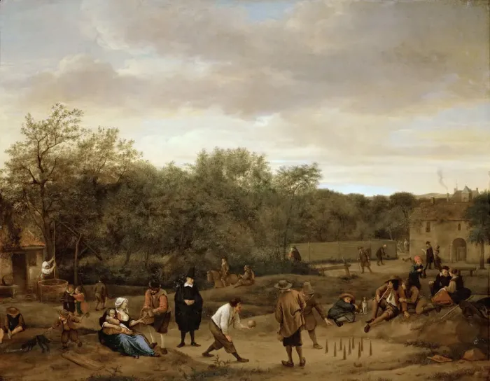 Framed Print : Peasants playing bowling, c. 1655 Framed Print : Peasants playing bowling, c. 1655