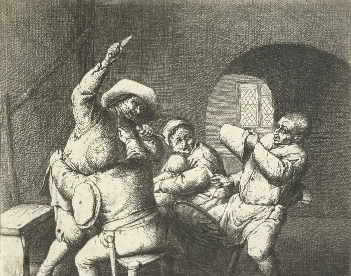 Framed Print : The peasants quarrel, 1653. Creator: Adriaen van Ostade Framed Print : The peasants quarrel, 1653. Creator: Adriaen van Ostade
