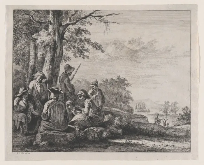 Framed Print : Peasants Resting, 1803. Creator: Jean-Jacques de Boissieu Framed Print : Peasants Resting, 1803. Creator: Jean-Jacques de Boissieu