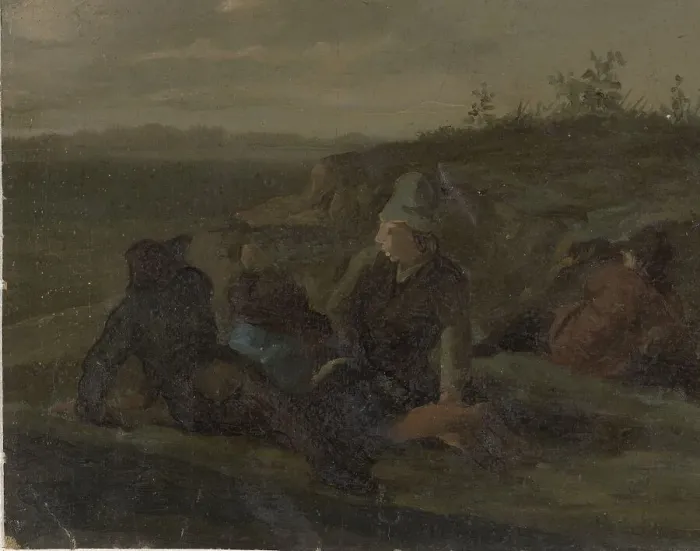 Framed Print : Peasants Resting in a Meadow, 1770-1825. Creator: Simon Andreas Krausz Framed Print : Peasants Resting in a Meadow, 1770-1825. Creator: Simon Andreas Krausz