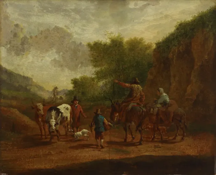 Framed Print : Peasants on the road, 1659-1679. Creator: Nicolaes Berchem Framed Print : Peasants on the road, 1659-1679. Creator: Nicolaes Berchem