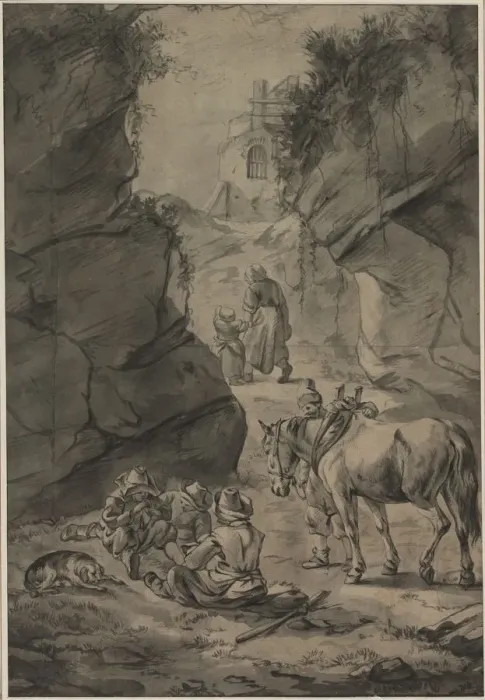 Framed Print : Peasants in a Rocky Landscape, second third 1600s. Creator: Jan Wouwerman (Dutch, 1629-1666) Framed Print : Peasants in a Rocky Landscape, second third 1600s. Creator: Jan Wouwerman (Dutch, 1629-1666)