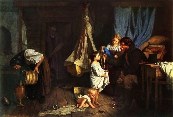 In a Peasants Room, 1870, (1965). Creator: Alexei Ivanovich Korzukhin