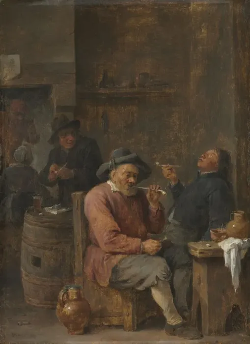 Framed Print : Peasants Smoking in an Inn, c. 1640. Creator: David Teniers (Flemish, 1610-1690)