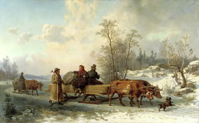 Framed Print : Peasants from Sorunda on their Way to Stockholm, 1862. Creator: Nils Andersson Framed Print : Peasants from Sorunda on their Way to Stockholm, 1862. Creator: Nils Andersson