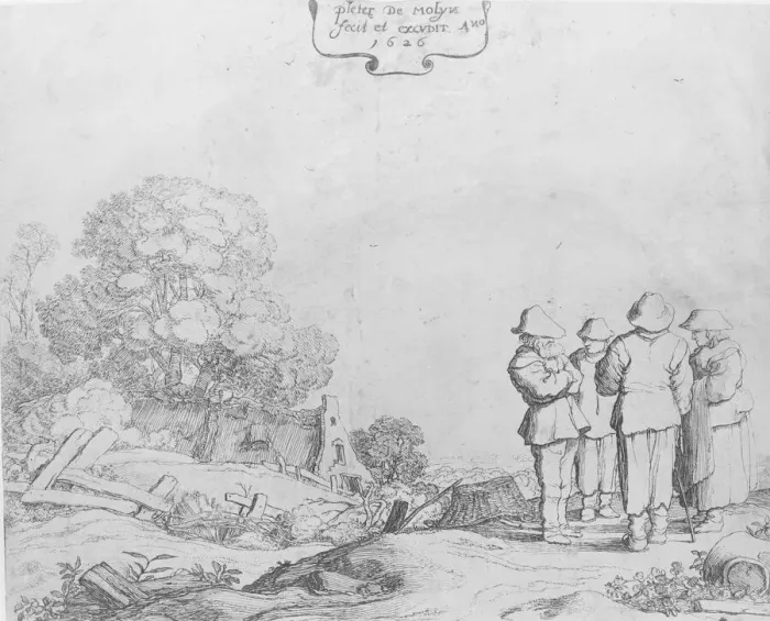 Framed Print : Three Peasants and a Woman, 1626. Creator: Pieter Molijn Framed Print : Three Peasants and a Woman, 1626. Creator: Pieter Molijn