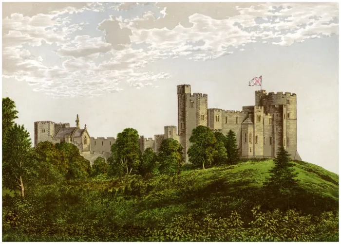 Framed Print : Peckforton Castle, Cheshire, home of Baron Tollemache, c1880 Framed Print : Peckforton Castle, Cheshire, home of Baron Tollemache, c1880