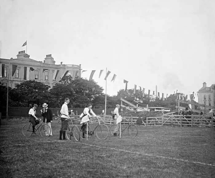 Framed Print : Pedal bicycle race - unknown location, c1900s. Creator: Robert Augustus Henry L'Estrange. Pedal bicycle race - unknown location, c1900s Framed Print : Pedal bicycle race - unknown location, c1900s. Creator: Robert Augustus Henry L'Estrange. Pedal bicycle race - unknown location, c1900s