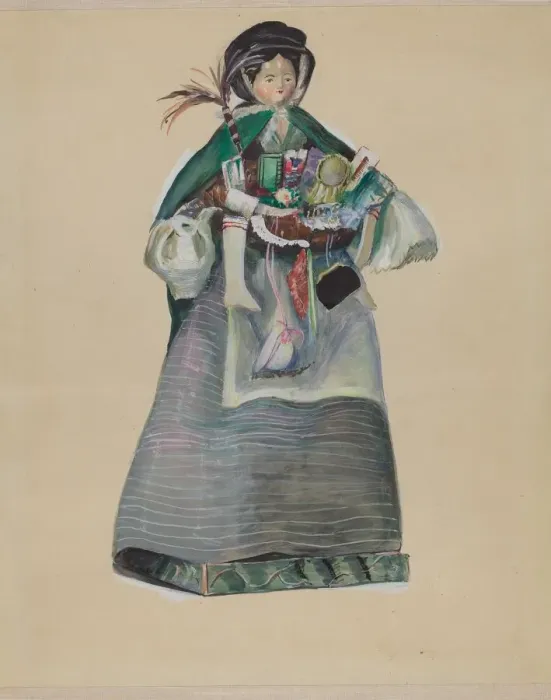 Framed Print : Peddler Doll, c. 1936. Creator: Mina Lowry Framed Print : Peddler Doll, c. 1936. Creator: Mina Lowry