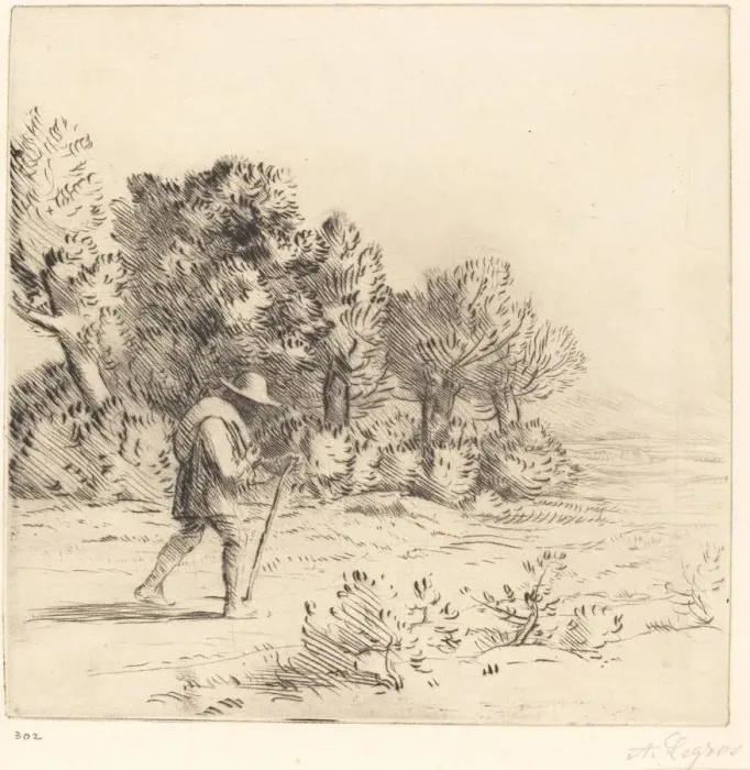 Framed Print : Peddler (Le colporteur). Creator: Alphonse Legros Framed Print : Peddler (Le colporteur). Creator: Alphonse Legros
