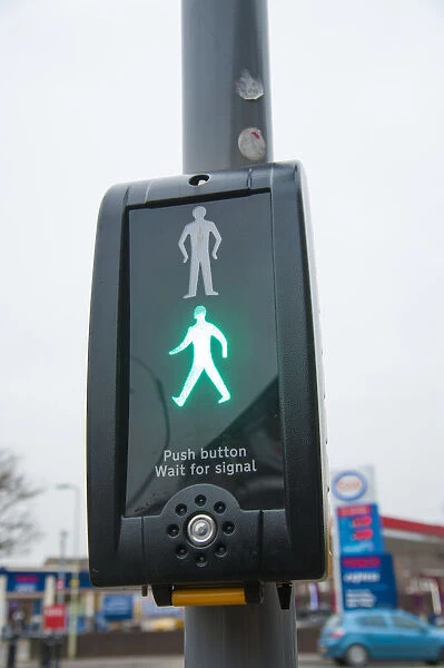 Pedestrian crossing with Radix rotating cone tactile equipment. Creator: Unknown