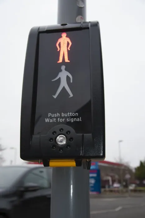 Framed Print : Pedestrian crossing with Radix rotating cone tactile equipment. Creator: Unknown Framed Print : Pedestrian crossing with Radix rotating cone tactile equipment. Creator: Unknown