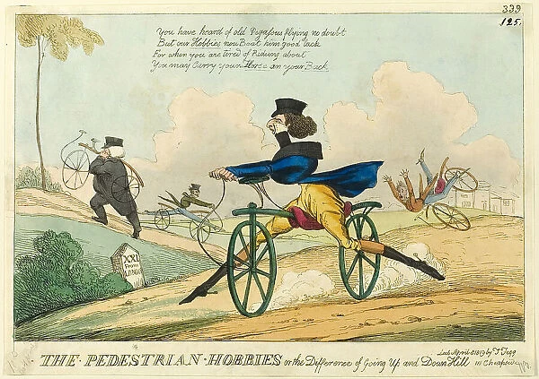 The Pedestrian Hobbies, or the Difference of Going Up and Down Hill, published April 8, 1819. Creator: William Heath