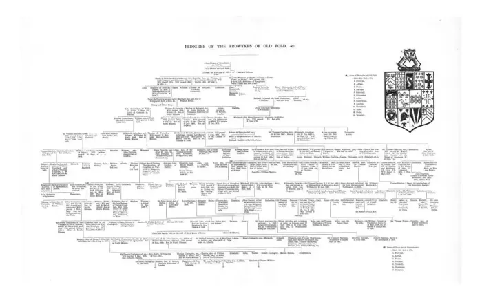 Framed Print : Pedigree of the Frowykes of Old Fold, 1886 Framed Print : Pedigree of the Frowykes of Old Fold, 1886