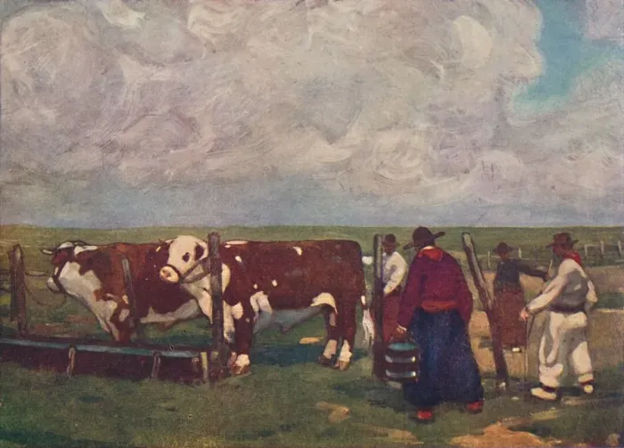 Framed Print : Pedigree Oxen on a a Lemco Estancia, 1916. Artist: As Forrest Framed Print : Pedigree Oxen on a a Lemco Estancia, 1916. Artist: As Forrest