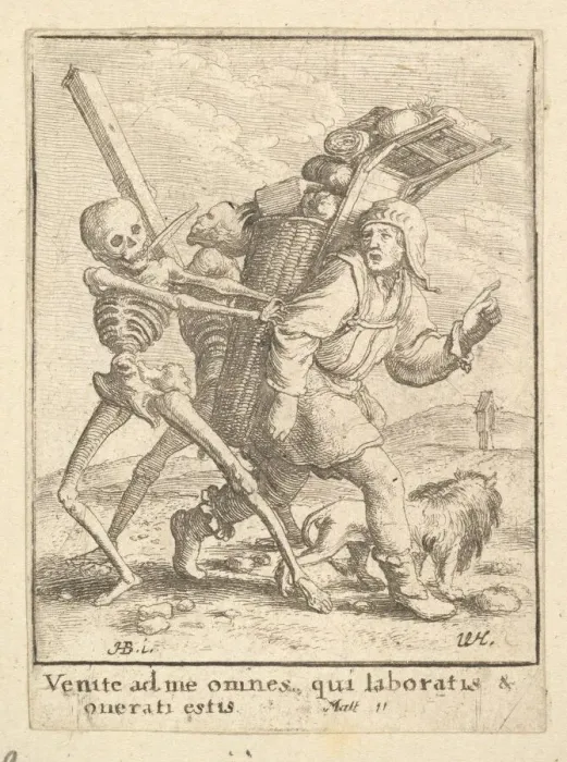 Framed Print : The Pedlar, from the Dance of Death, 1651. Creator: Wenceslaus Hollar Framed Print : The Pedlar, from the Dance of Death, 1651. Creator: Wenceslaus Hollar