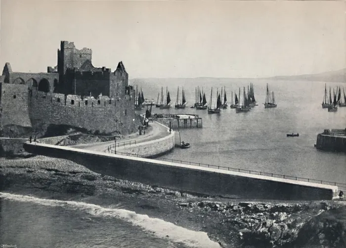 Framed Print : Peel - The Old Castle and Harbour, 1895 Framed Print : Peel - The Old Castle and Harbour, 1895