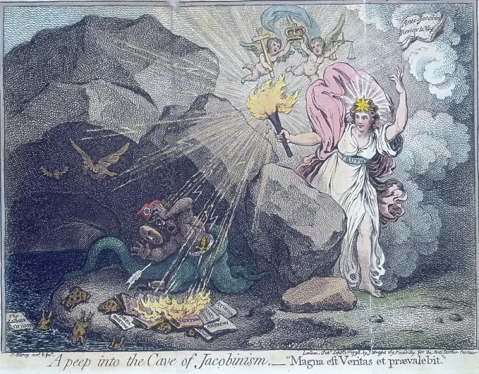 Framed Print : A peep into the Cave of Jacobinism, 1798. Creator: James Gillray. A peep into the Cave of Jacobinism, 1798. Creator: James Gillray Framed Print : A peep into the Cave of Jacobinism, 1798. Creator: James Gillray. A peep into the Cave of Jacobinism, 1798. Creator: James Gillray