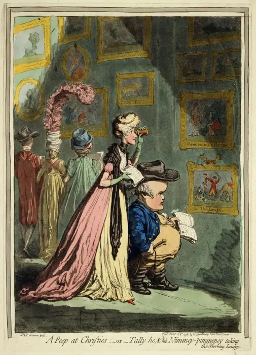 Framed Print : A Peep at Christies, 1796. Artist: James Gillray Framed Print : A Peep at Christies, 1796. Artist: James Gillray