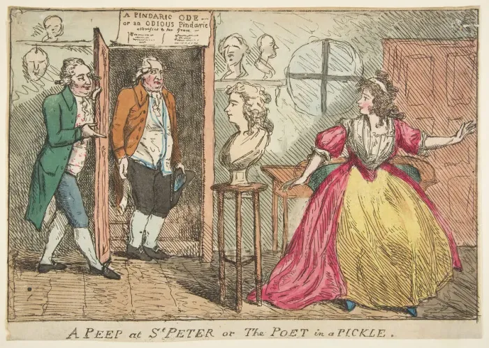 Framed Print : A Peep at St. Peter or The Poet in a Pickle, July 23, 1789. Creator: Unknown Framed Print : A Peep at St. Peter or The Poet in a Pickle, July 23, 1789. Creator: Unknown