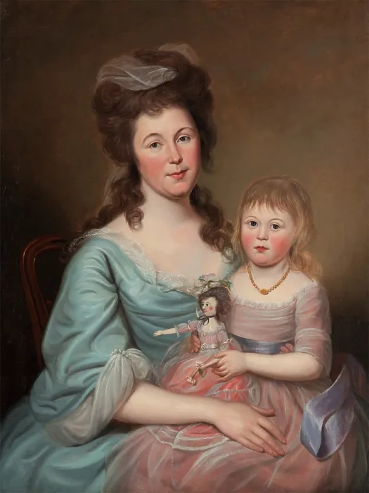 Framed Print : Peggy Sanderson Hughes and her Daughter, c1788-1789. Creator: Charles Willson Peale