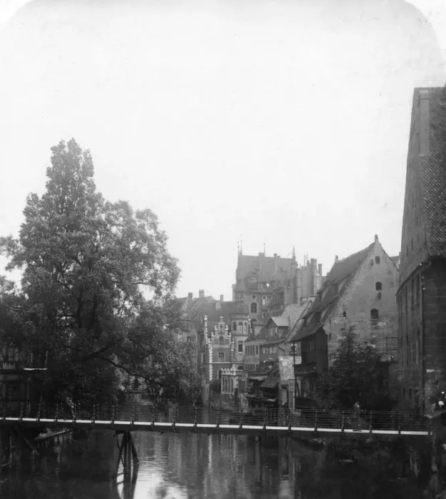 Framed Print : The Pegnitz river, Nuremberg, Germany, c1900s. Artist: Wurthle & Sons Framed Print : The Pegnitz river, Nuremberg, Germany, c1900s. Artist: Wurthle & Sons