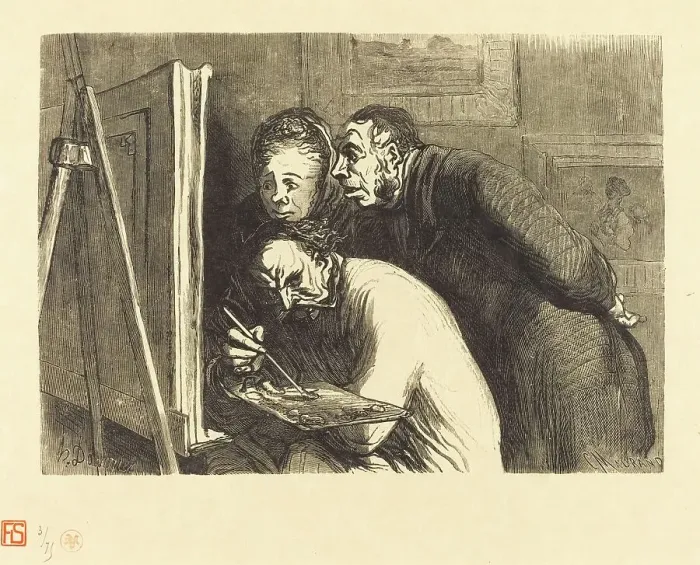 Framed Print : Peintres et bourgeois, 1862. Creator: Charles Maurand Framed Print : Peintres et bourgeois, 1862. Creator: Charles Maurand