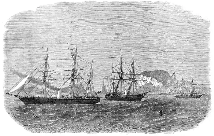 Framed Print : Pekin, one of the European-Chinese Squadron, leaving Chefoo, Shantung, 1864. Creator: Unknown Framed Print : Pekin, one of the European-Chinese Squadron, leaving Chefoo, Shantung, 1864. Creator: Unknown