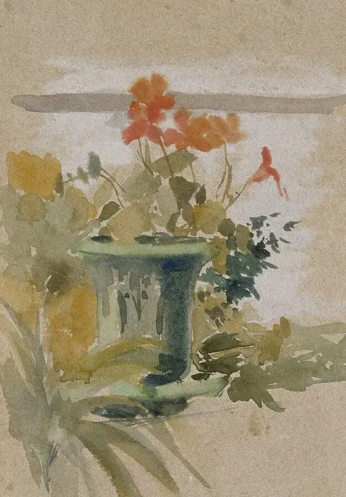 Framed Print : Pelargoniums on the Terrace, 1890-1899. Creator: Albert Edelfelt Framed Print : Pelargoniums on the Terrace, 1890-1899. Creator: Albert Edelfelt