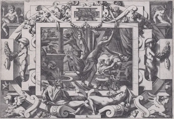 Framed Print : Pelias Killed by his Daughters (Dont par pitieelles prennent courage son sang vider