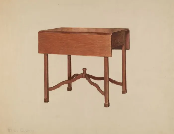 Framed Print : Pembroke Table, c. 1938. Creator: Henry Granet Framed Print : Pembroke Table, c. 1938. Creator: Henry Granet