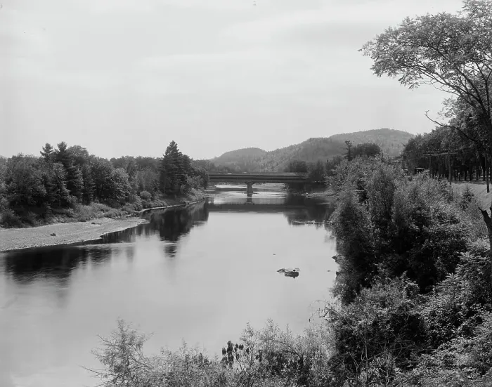 Framed Print : Pemigwasset [sic] River and Holderness bridge, Plymouth, N.H. between 1900 and 1910. Creator: Unknown